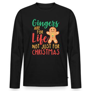 Les gingembre sont pour la vie et pas seulement pour Noël - T-shirt manches longues Premium bio Homme - noir - Devant - Nico (187cm)