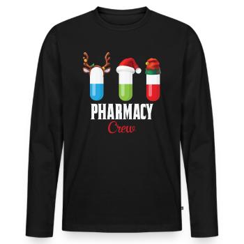 Cadeau de Noël drôle d'équipage de pharmacie pour pharmacien - T-shirt manches longues Premium bio Homme - noir - Devant - Nico (187cm)