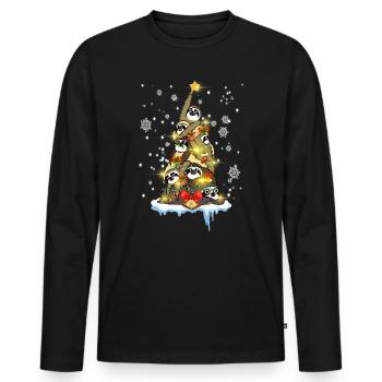 Christmas Sloth Pine Tree Funny Sloth Lovers - Männer Premium Bio Langarmshirt - Schwarz - Vorne - Nico (187cm)