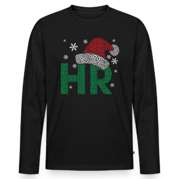 HR Santa Hat Gestion des ressources humaines drôle - T-shirt manches longues Premium bio Homme - noir - Devant - Nico (187cm)