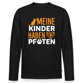 Meine Kinder Haben Pfoten Funny Cat Lovers German - Männer Premium Bio Langarmshirt - Schwarz - Vorne - Nico (187cm)