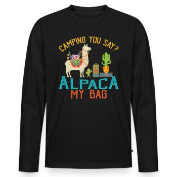 Camping You Say Alpaca My Bag Funny Llama Shirt - T-shirt manches longues Premium bio Homme - noir - Devant - Nico (187cm)