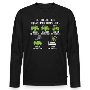 ce que je fais pendant mon temps libre tracteur - T-shirt manches longues Premium bio Homme - noir - Devant - Nico (187cm)
