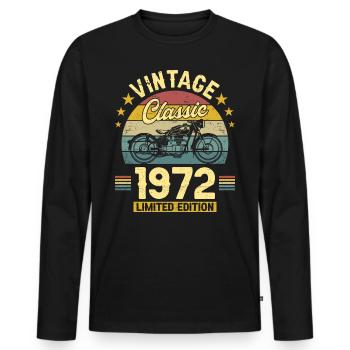 51st Anniversary 1972 Biker 51 Years Anniversary - Men's Premium Organic Long Sleeve Shirt - black - Front - Nico (187cm)