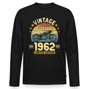 61st Birthday 1962 Biker 61 Years Anniversary - Men's Premium Organic Long Sleeve Shirt - black - Front - Nico (187cm)