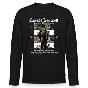 Autoréflexion Exposez-vous Streetwear urbain - T-shirt manches longues Premium bio Homme - noir - Devant - Nico (187cm)