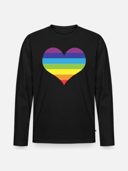 LGBT Herz - Männer Premium Bio Langarmshirt - Schwarz