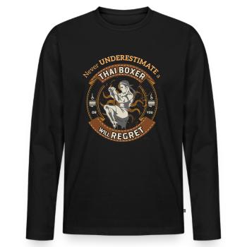 Thai boxing - Men's Premium Organic Long Sleeve Shirt - black - Front - Nico (187cm)