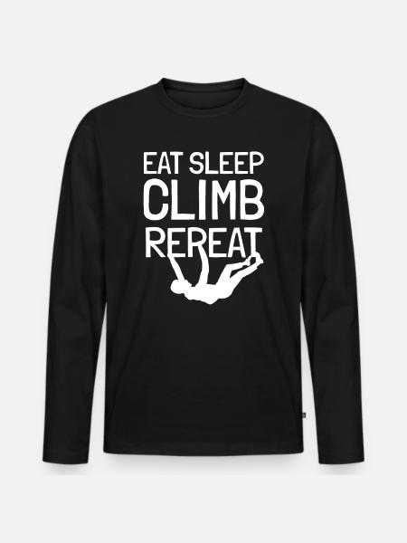 EAT SLEEP CLIMB REPEAT - Männer Premium Bio Langarmshirt - Schwarz
