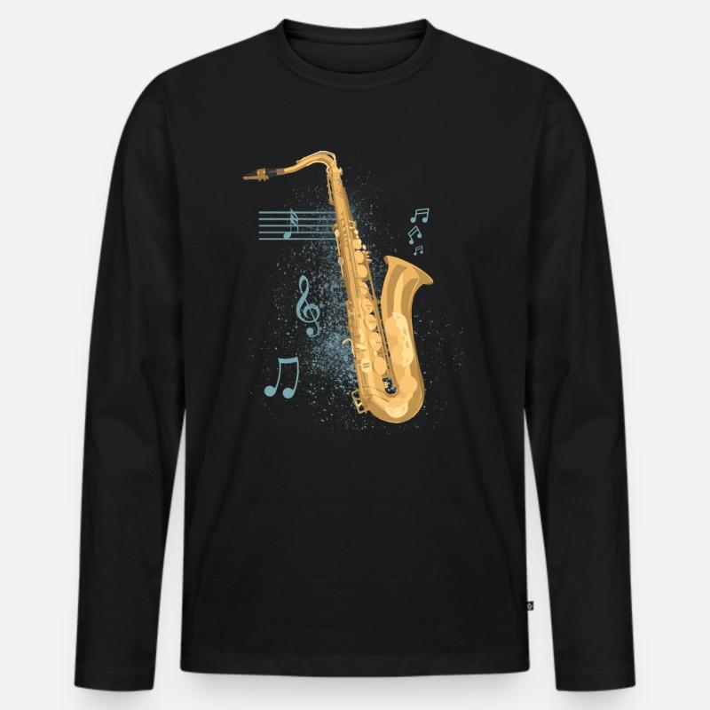 Saxophon - Männer Premium Bio Langarmshirt - Schwarz