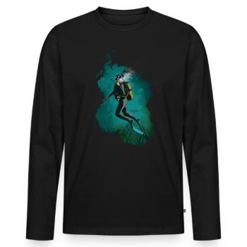 diving - Men's Premium Organic Long Sleeve Shirt - black - Front - Nico (187cm)