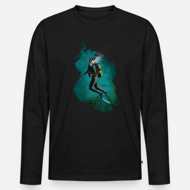 Tauchen - Männer Premium Bio Langarmshirt - Schwarz