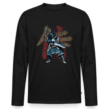 samouraï - T-shirt manches longues Premium bio Homme - noir - Devant - Nico (187cm)