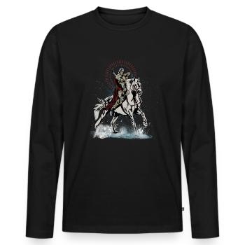 Guerrier médiéval arc et flèche chevalier - T-shirt manches longues Premium bio Homme - noir - Devant - Nico (187cm)