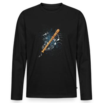 recorder - Men's Premium Organic Long Sleeve Shirt - black - Front - Nico (187cm)