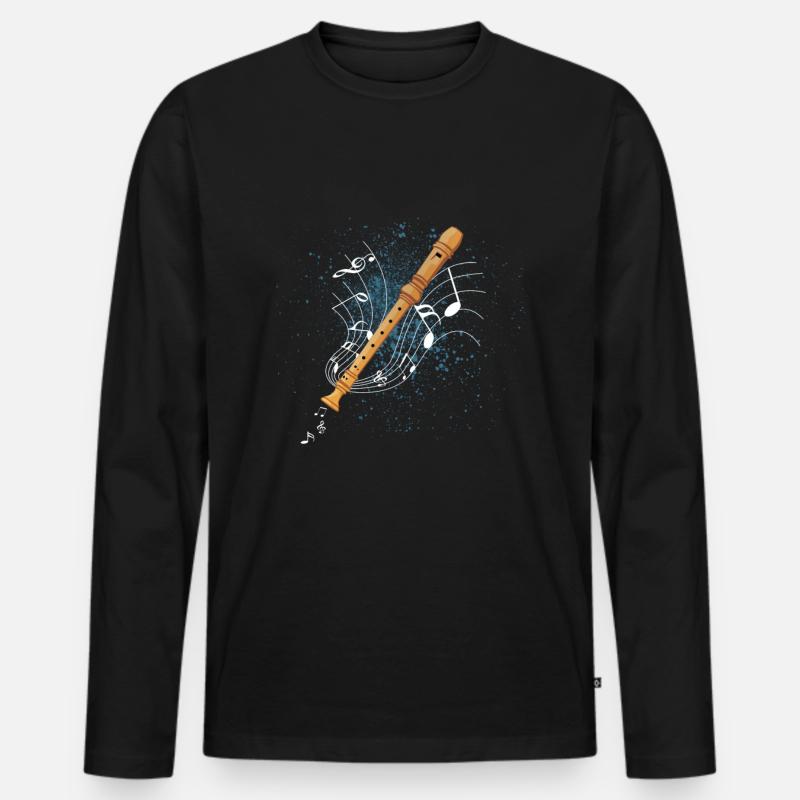Blockflöte - Männer Premium Bio Langarmshirt - Schwarz