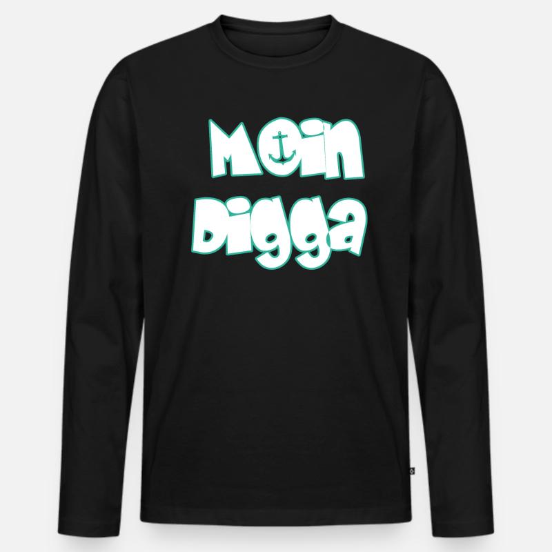 Moin Digga - Männer Premium Bio Langarmshirt - Schwarz