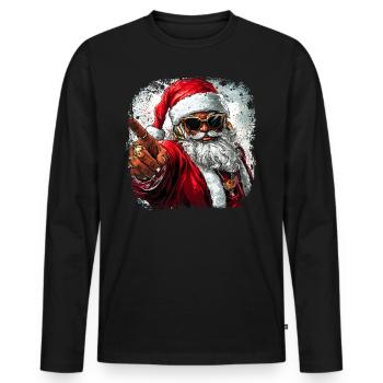 Rapper Weihnachtsmann - Männer Premium Bio Langarmshirt - Schwarz - Vorne - Nico (187cm)