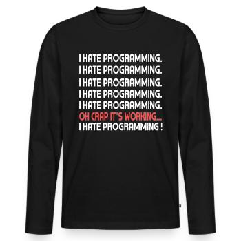 PC Programming Coding Program Internet Computer - Men's Premium Organic Long Sleeve Shirt - black - Front - Nico (187cm)
