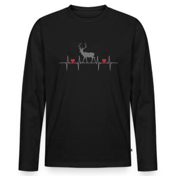 Deer Deer Cow Roe Deer Roe Deer Forest Forest Deer - Men's Premium Organic Long Sleeve Shirt - black - Front - Nico (187cm)