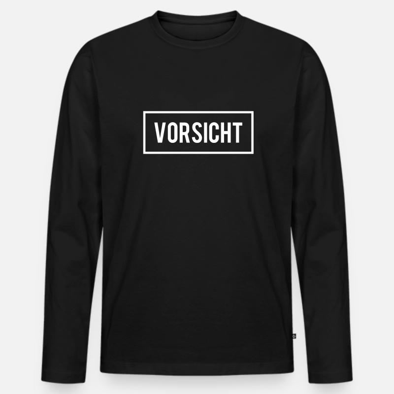 Vorsicht - Männer Premium Bio Langarmshirt - Schwarz