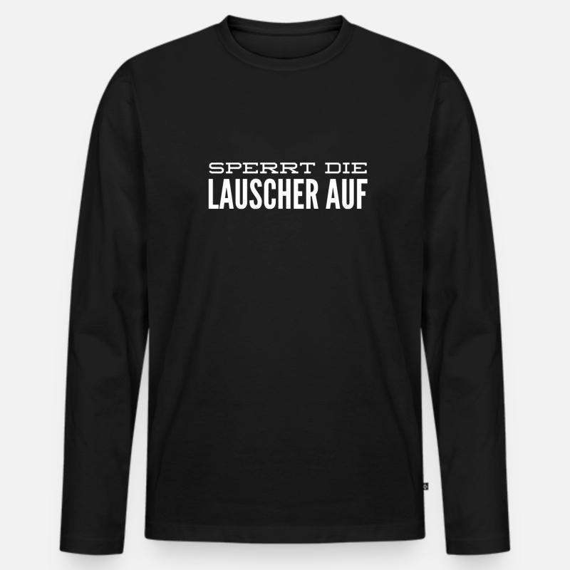 hört hin - Männer Premium Bio Langarmshirt - Schwarz
