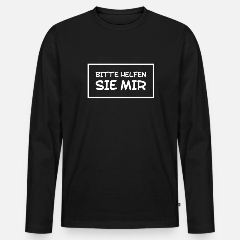 mit der Bitte um Hilfe - Männer Premium Bio Langarmshirt - Schwarz