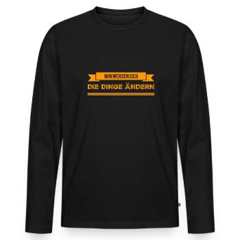 nun werden sich die Dinge ändern - Männer Premium Bio Langarmshirt - Schwarz - Vorne - Nico (187cm)