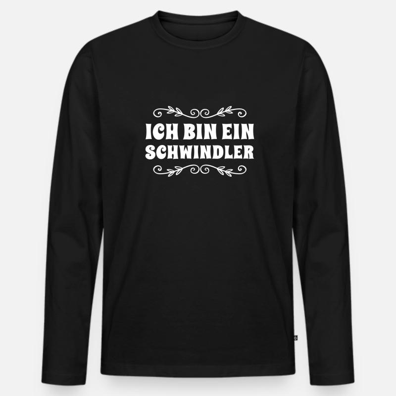 schwindeln geht immer - Männer Premium Bio Langarmshirt - Schwarz