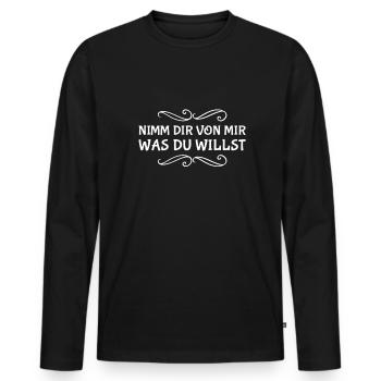 ich bin großzügig - Männer Premium Bio Langarmshirt - Schwarz - Vorne - Nico (187cm)