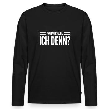 auf der Suche - Männer Premium Bio Langarmshirt - Schwarz - Vorne - Nico (187cm)