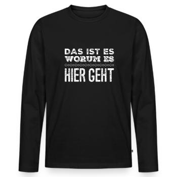 hier ist das warum - Männer Premium Bio Langarmshirt - Schwarz - Vorne - Nico (187cm)