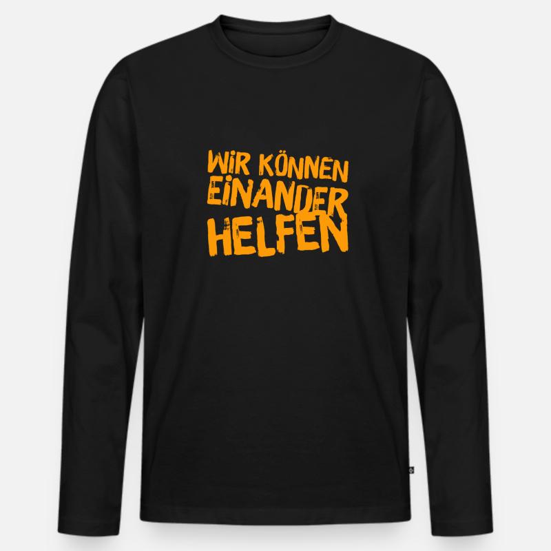 gegenseitige Unterstützung - Männer Premium Bio Langarmshirt - Schwarz
