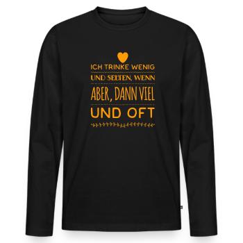 Trinkgewohnheiten - Männer Premium Bio Langarmshirt - Schwarz - Vorne - Nico (187cm)