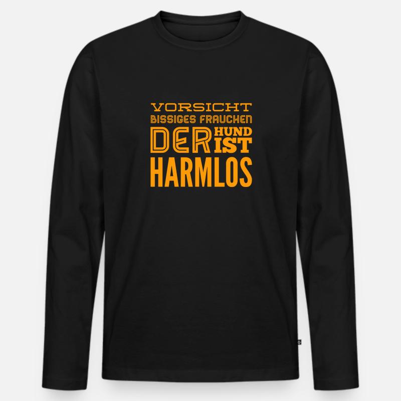 harmloser Hund - Männer Premium Bio Langarmshirt - Schwarz