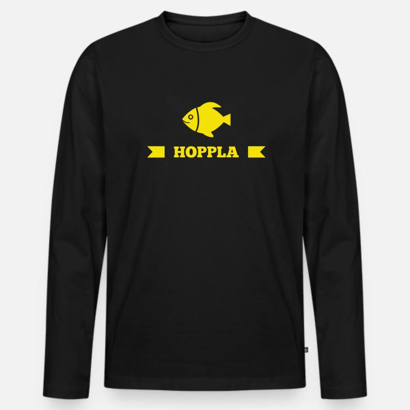 hoppla - Männer Premium Bio Langarmshirt - Schwarz
