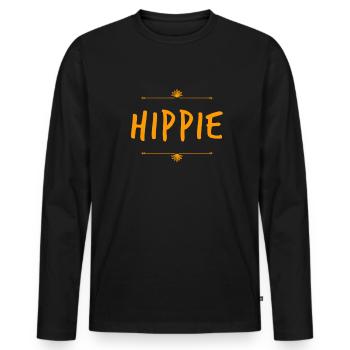 ich liebe Hippies - Männer Premium Bio Langarmshirt - Schwarz - Vorne - Nico (187cm)