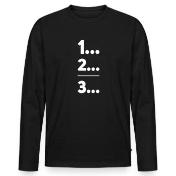 erstens, zweitens, drittens - Männer Premium Bio Langarmshirt - Schwarz - Vorne - Nico (187cm)