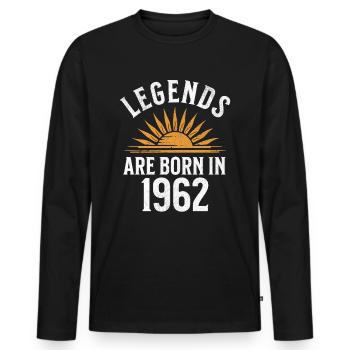 Legenden sind in 1962 geboren – Geschenkidee - Männer Premium Bio Langarmshirt - Schwarz - Vorne - Nico (187cm)