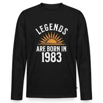 Legenden sind in 1983 geboren – Geschenkidee - Männer Premium Bio Langarmshirt - Schwarz - Vorne - Nico (187cm)