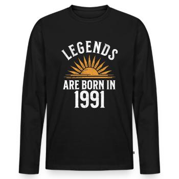 Legenden sind in 1991 geboren – Geschenkidee - Männer Premium Bio Langarmshirt - Schwarz - Vorne - Nico (187cm)