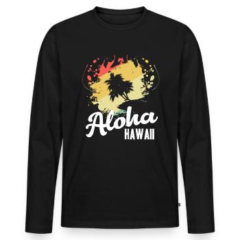 hawaii - Männer Premium Bio Langarmshirt - Schwarz - Vorne - Nico (187cm)