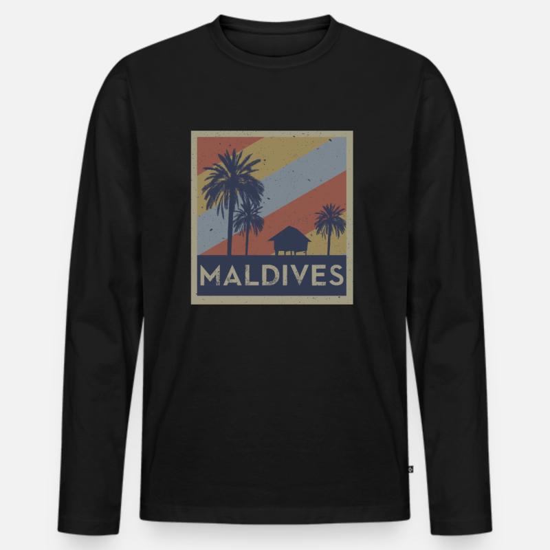 maldives retro square - Männer Premium Bio Langarmshirt - Schwarz