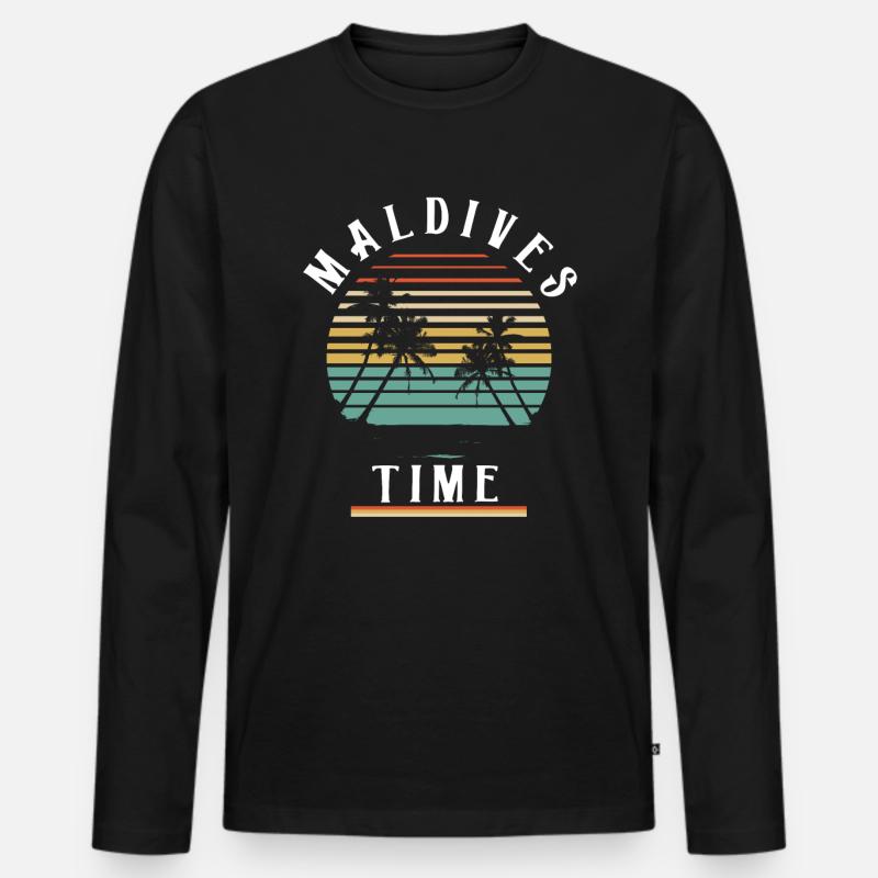 MALDIVES TIME - Männer Premium Bio Langarmshirt - Schwarz