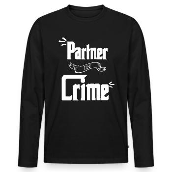 partner in crime - Männer Premium Bio Langarmshirt - Schwarz - Vorne - Nico (187cm)