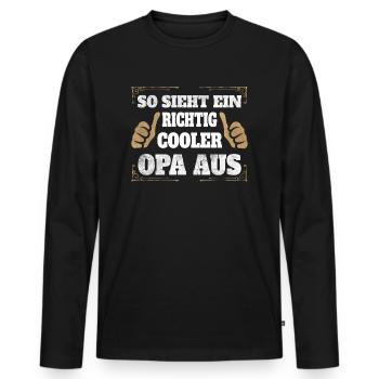 Geschenk für Opa Geburtstag Opa Geschenkidee - Männer Premium Bio Langarmshirt - Schwarz - Vorne - Nico (187cm)