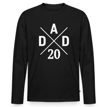 Dad 20 papa est 2020 père depuis 2020 - T-shirt manches longues Premium bio Homme - noir - Devant - Nico (187cm)