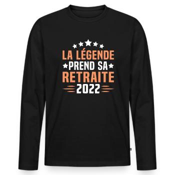 La légende prend sa retraite 2022 cadeau retraité - T-shirt manches longues Premium bio Homme - noir - Devant - Nico (187cm)
