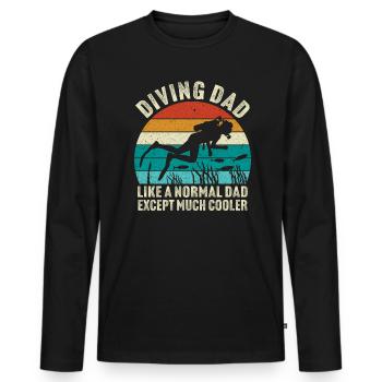 Papa plongeur t-shirt plongée sous-marine - T-shirt manches longues Premium bio Homme - noir - Devant - Nico (187cm)