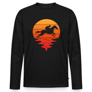 Retro t-shirt d'équitation né pour monter à cheval - T-shirt manches longues Premium bio Homme - noir - Devant - Nico (187cm)